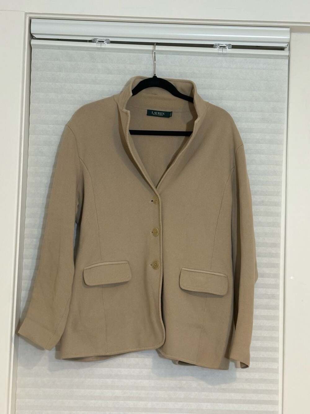 Lauren Ralph Lauren Sweater Knit Blazer Size XL Tan Cotton Blend